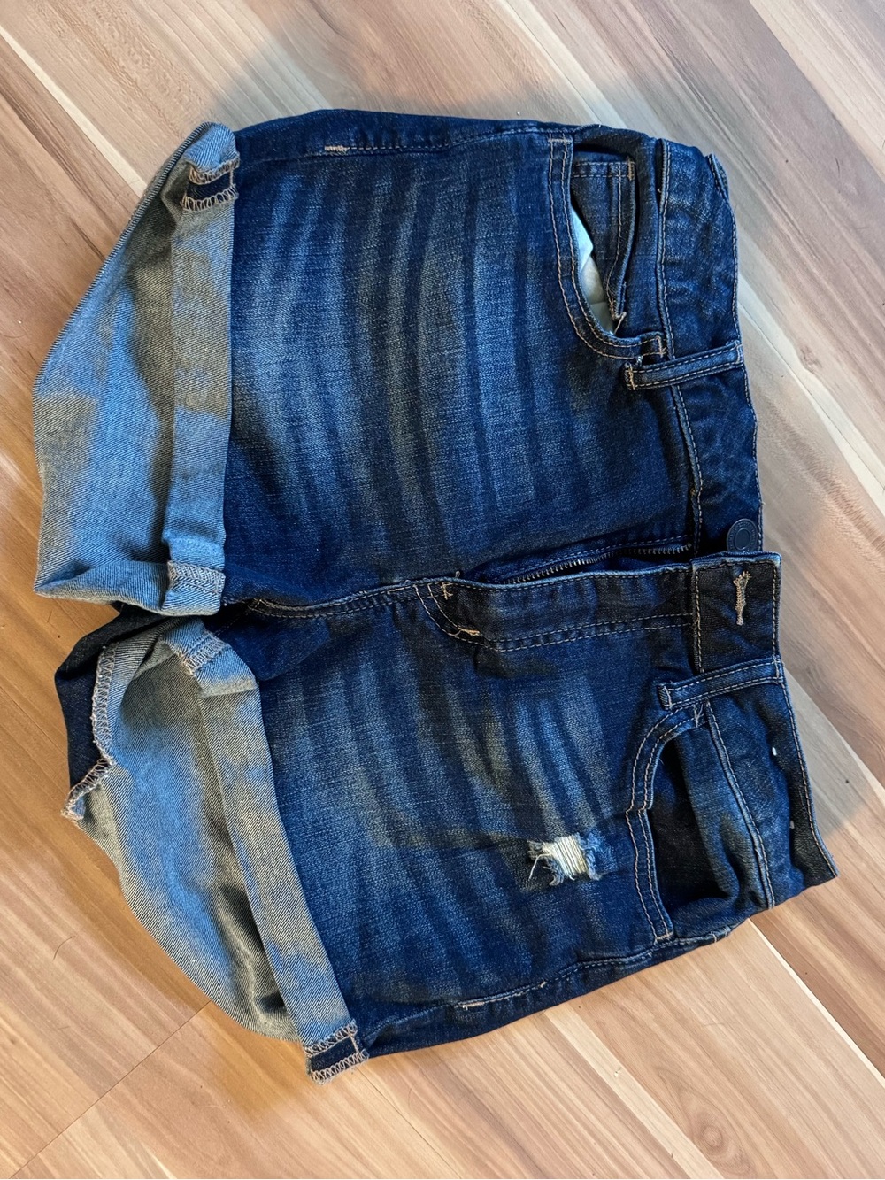 Dark Wash Denim Roll-Cuff Shorts
